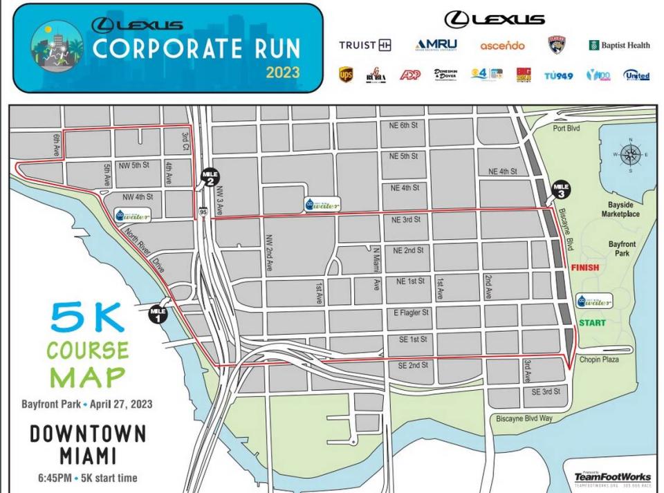 The Lexus Corporate Run map for April 27, 2023.
