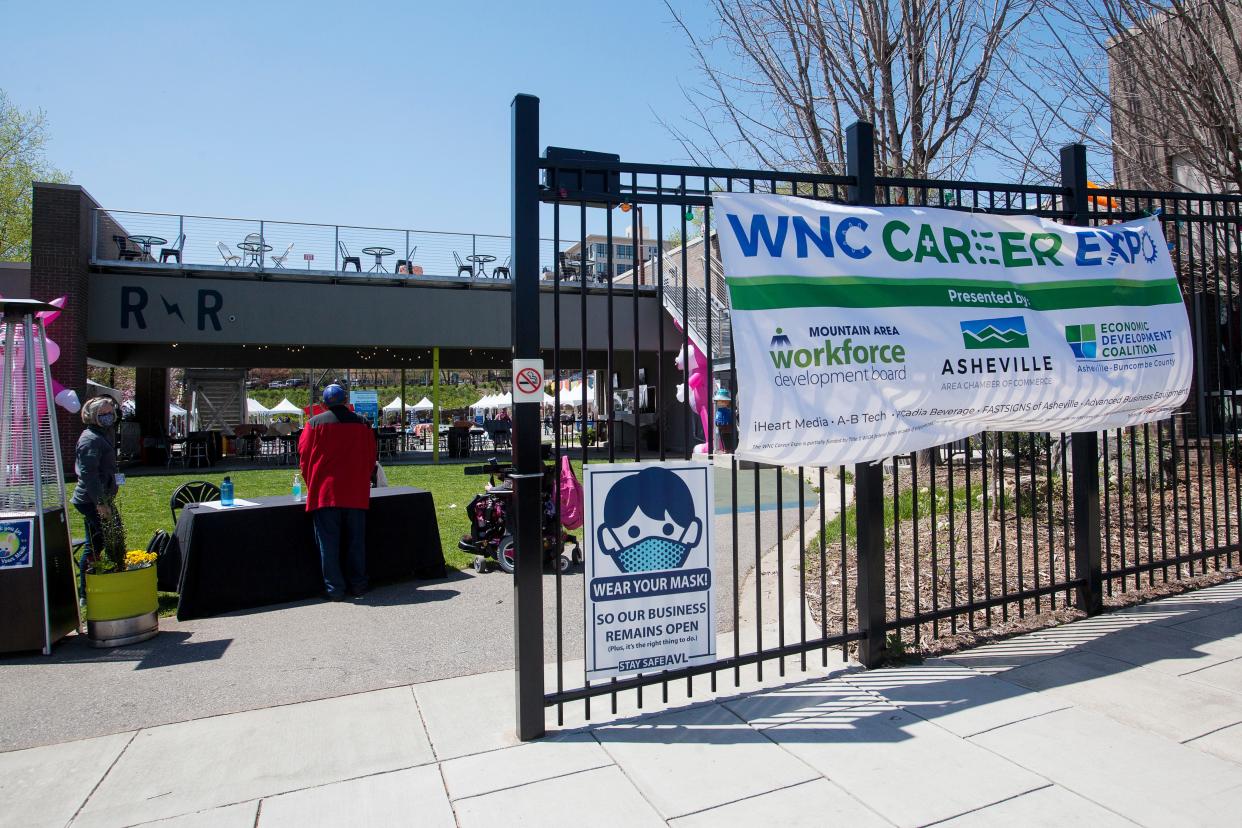 The Asheville metro area has thousands of job openings, helping to land in it a recent Realtor.com list of top 10 cities in the country for job seekers. This file photo shows the WNC Career Expo, which was held at Rabbit Rabbit in downtown Asheville April 15, 2021.