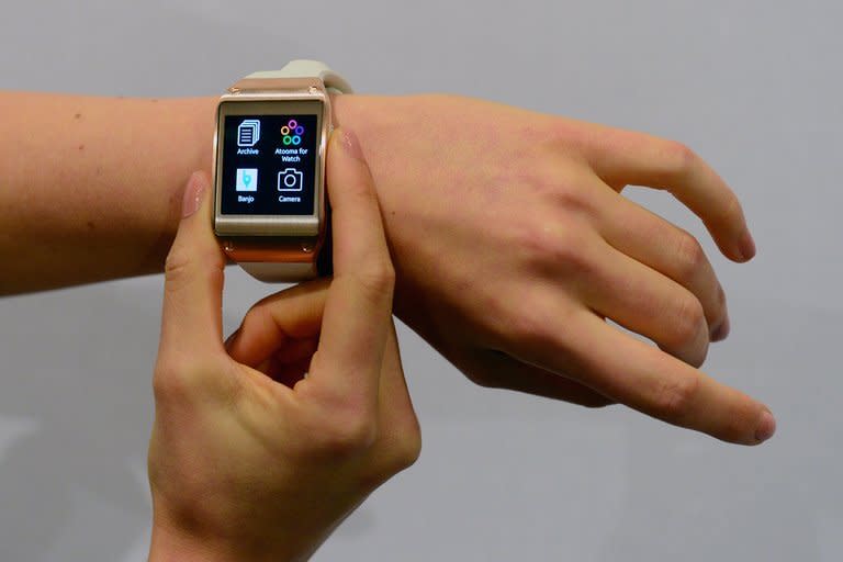 The functions of Samsung's Galaxy Gear smartwatch is displayed at the IFA (Internationale Funkausstellung) electronics trade fair in Berlin on September 4, 2013