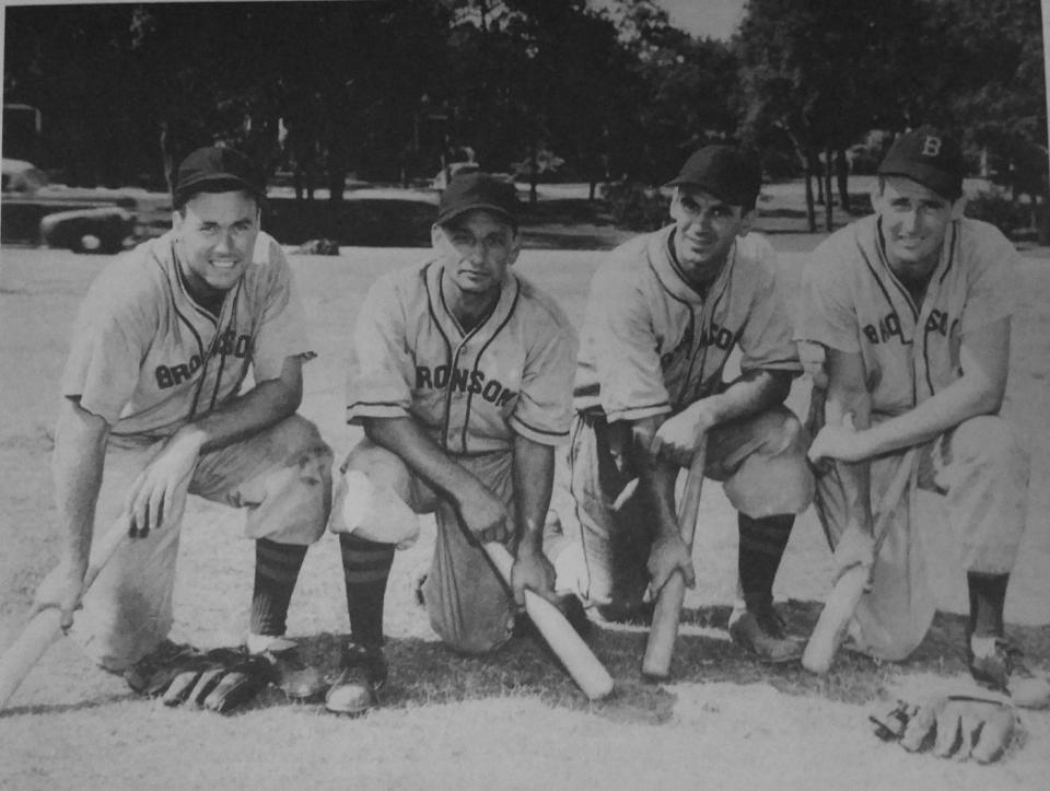 Ted Williams with teammates on the Bronson Field Bombers during his training at Bronson Field at NAS Pensacola during World War II.