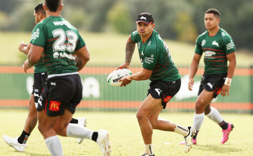 Latrell Mitchell, pictured here at a South Sydney Rabbitohs training session.