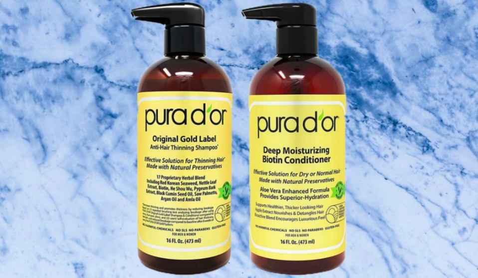 PURA D'OR Biotin Original Gold Label Anti-Thinning (16oz x 2) Shampoo & Conditioner (Photo: Amazon)