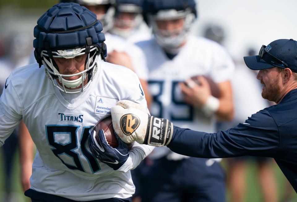 Tennessee Titans tight ends coach Luke Steckel, 37, is in his ninth season as an assistant coach.