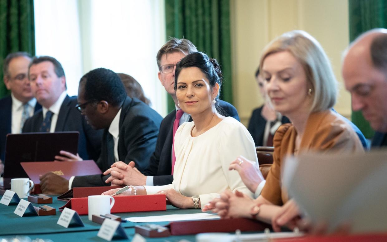 Dame Priti Patel at a Cabinet meeting in 2022 when she was home secretary