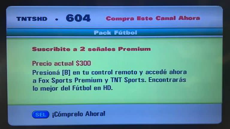 Otro aviso que promocionaba la suscripción al fútbol premium