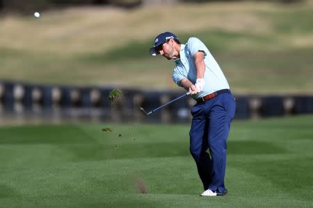 Jan 21, 2018; La Quinta, CA, USA; Andrew Landry hits on the seventh fairway during the final round of the CareerBuilder Challenge golf tournament at PGA West TPC Stadium Course. Mandatory Credit: Joe Camporeale-USA TODAY Sports