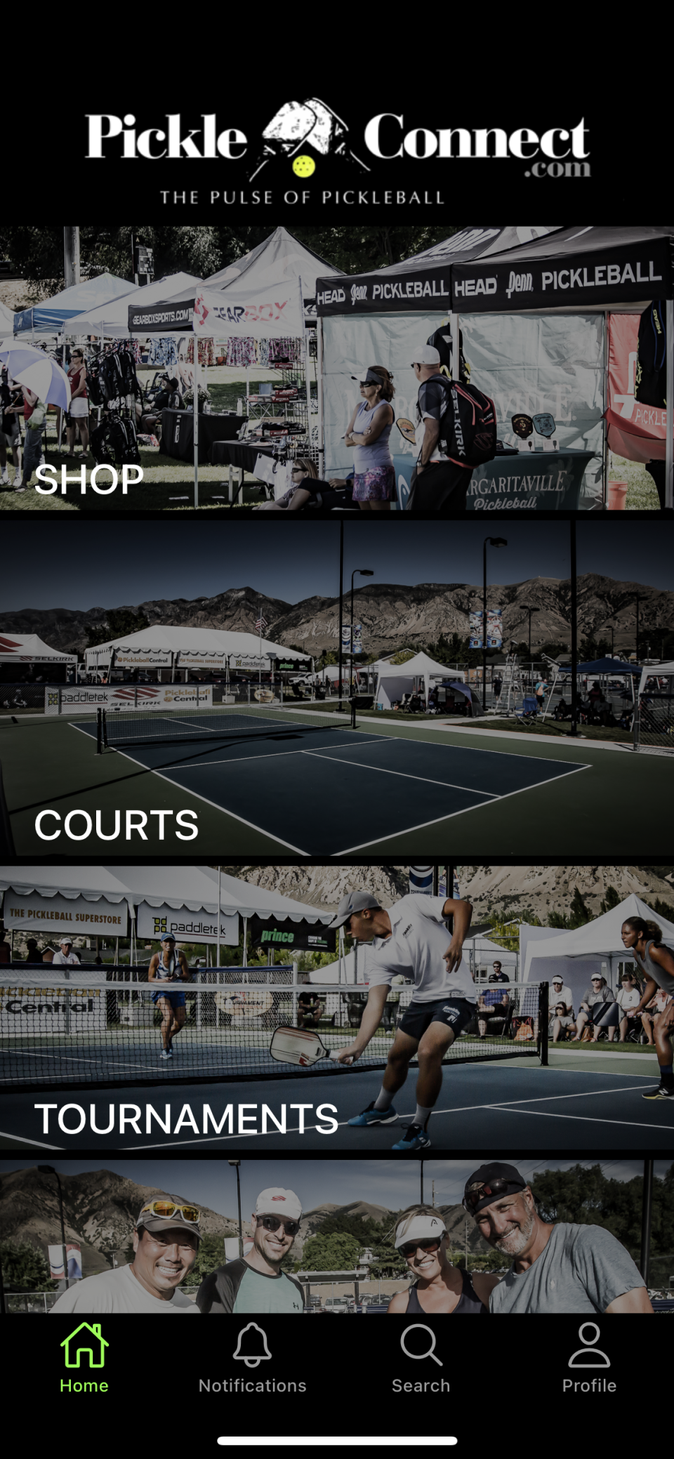 The Pickle Connect pickleball app.