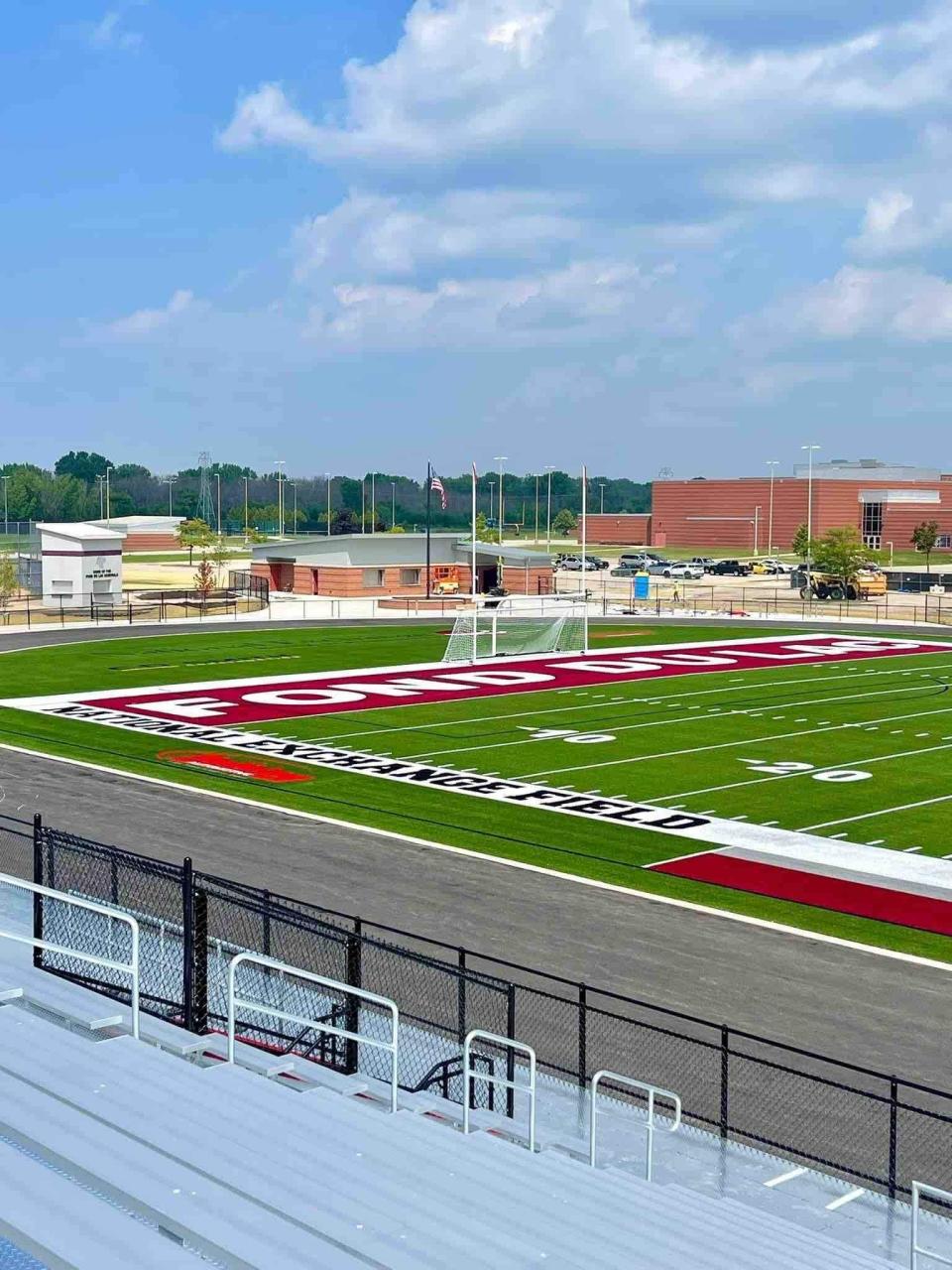 North endzone of the new Fond du Lac football field located on campus at Fond du Lac High School