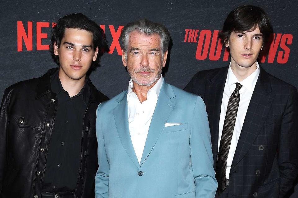 <p>Steve Granitz/FilmMagic</p> Paris Brosnan, Pierce Brosnan, and Dylan Brosnan at "The Out-Laws premiere"