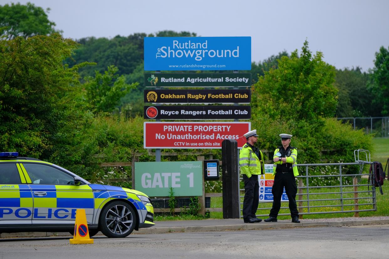 Police manned the gates at Rutland showground to ensure no festival-goers returned to the site (swns)