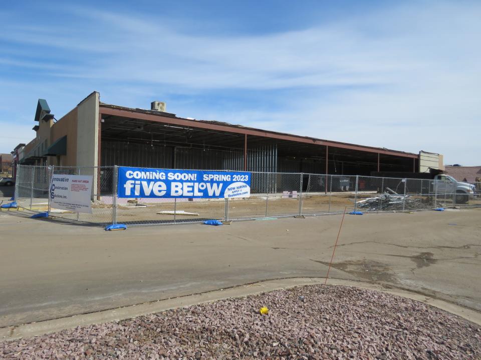Construction continues at Marshfield Mall on March 30 for a redevelopment project that will create storefronts for three new national retailers. Five Below and Ross Dress for Less will open in the former Younkers space in the mall.