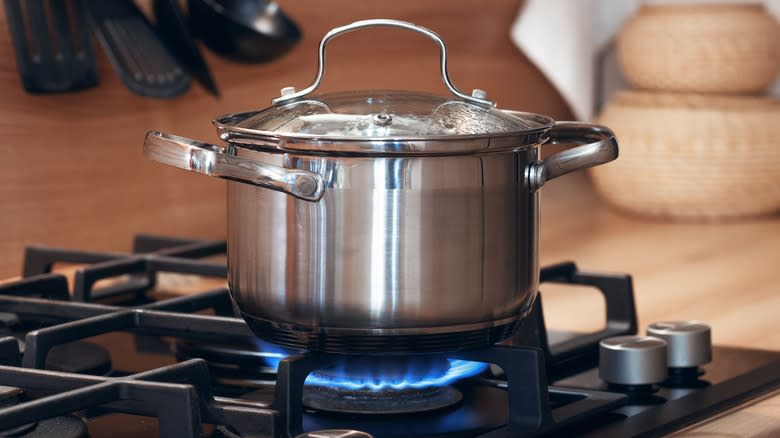 Pot on gas stove top