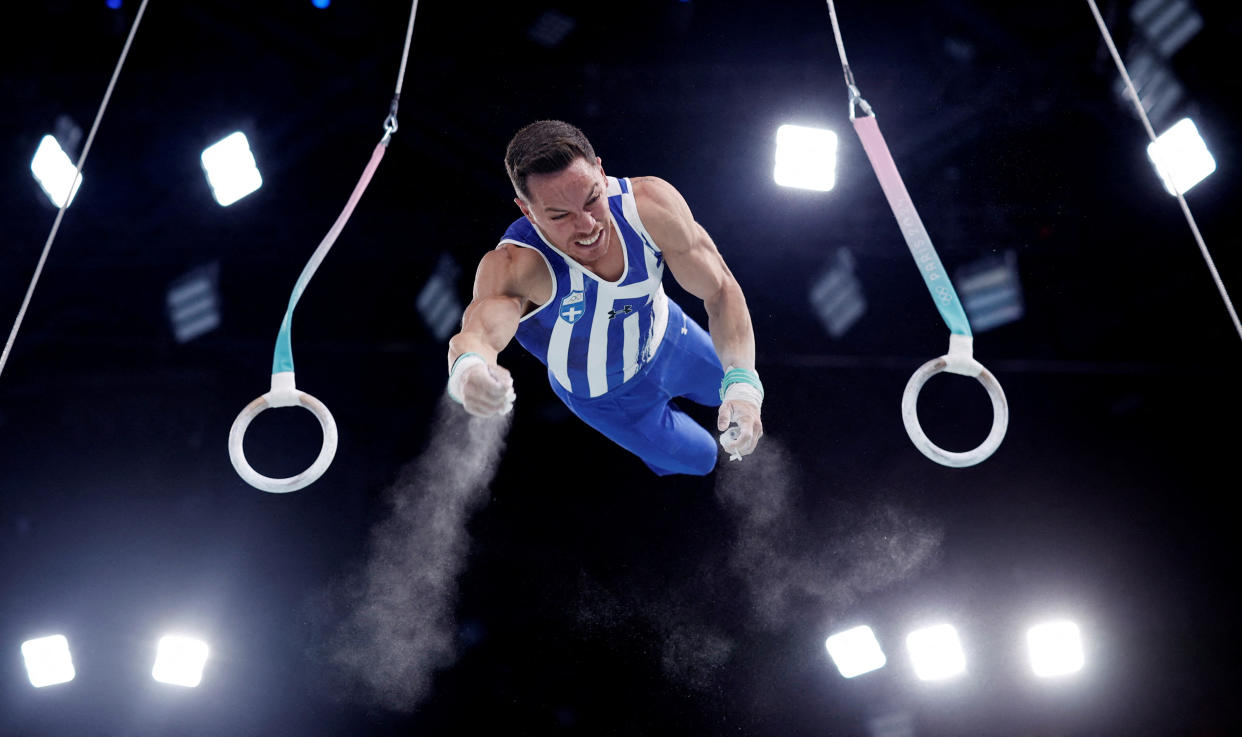 Eleftherios Petrounias of Greece during the men's rings final on Sunday. 