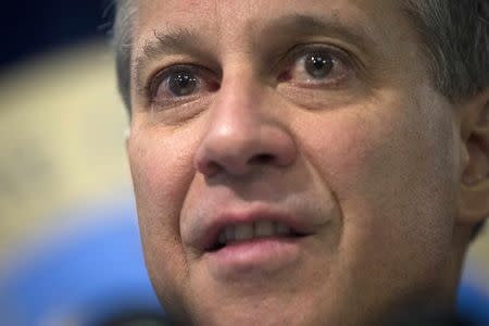 New York State Attorney General Eric Schneiderman speaks during a news conference about a settlement announced against the Bank Of America in the Manhattan borough of New York August 21, 2014. REUTERS/Carlo Allegri