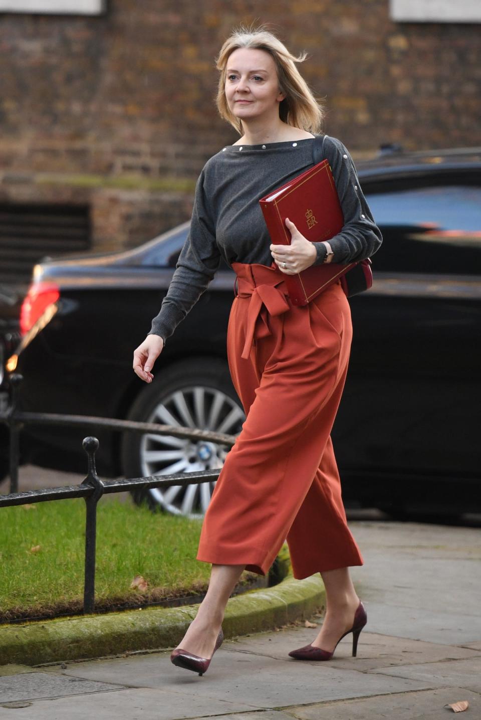 Then Chief Secretary to the Treasury Liz Truss arrives in Downing Street, London, for a cabinet meeting, in 2019 (Stefan Rousseau/PA)