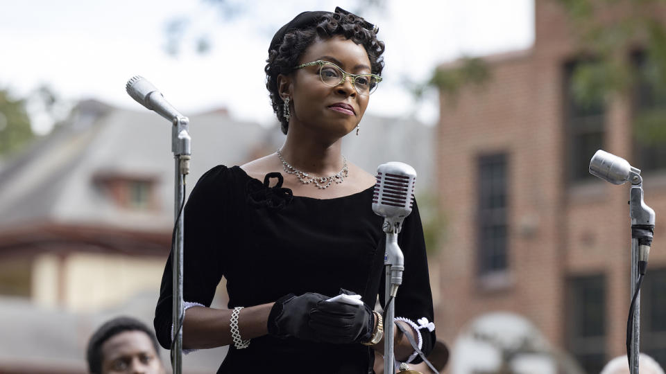 Danielle Deadwyler as Mamie Till-Mobley giving speech in Till