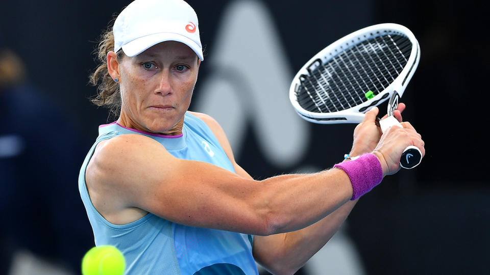 Sam Stosur has opened up to broadcaster Neroli Meadows about the challenges she faced making her relationship with partner Liz Astling public. (Photo by Mark Brake/Getty Images)