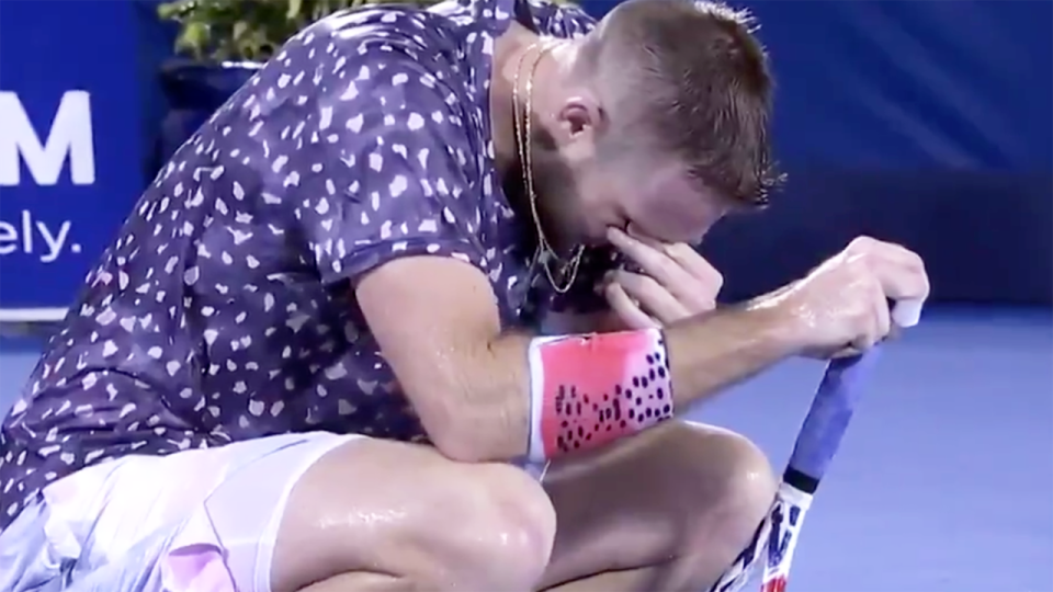 Jack Sock, pictured here in tears after the win in Delray Beach.