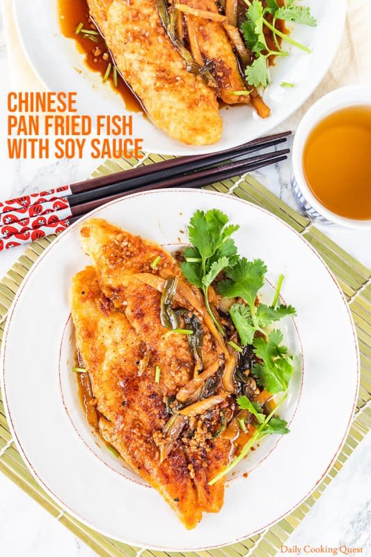 <p>Daily Cooking Quest</p><p>Fish is a must for the Chinese New Year because it symbolizes surplus and wealth.</p><p><strong>Get the recipe: <a href="https://dailycookingquest.com/chinese-pan-fried-fish-with-soy-sauce.html" rel="nofollow noopener" target="_blank" data-ylk="slk:Chinese Pan Fried Fish with Soy Sauce;elm:context_link;itc:0;sec:content-canvas" class="link ">Chinese Pan Fried Fish with Soy Sauce</a></strong></p>