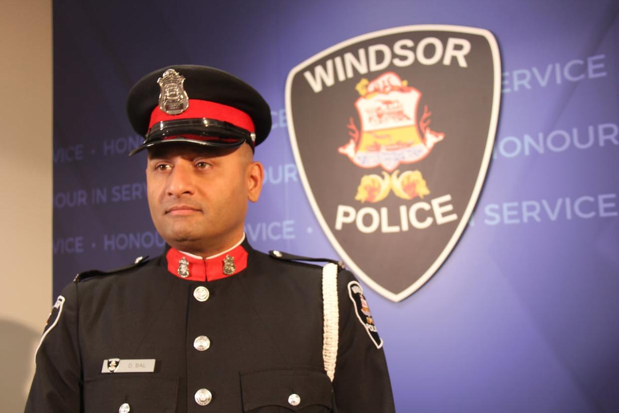 Sgt. Deler Bal, shown in an April file photo, has been with the Windsor Police Service since 2016 and is a member of its honour guard (Michael Evans/CBC - image credit)