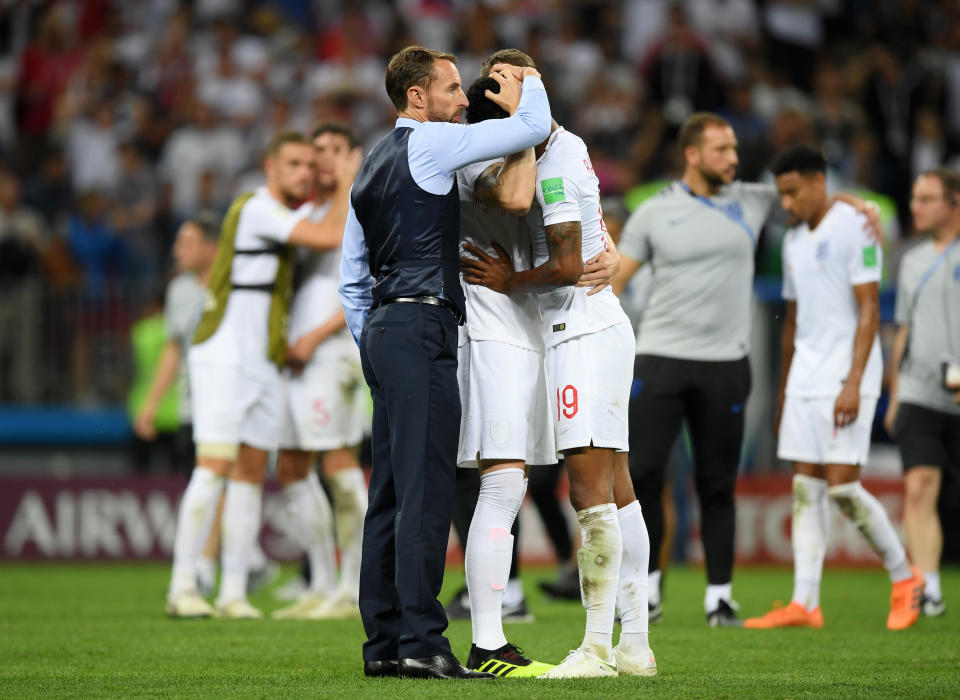 England players were distraught after seeing their World Cup dreams dashed.