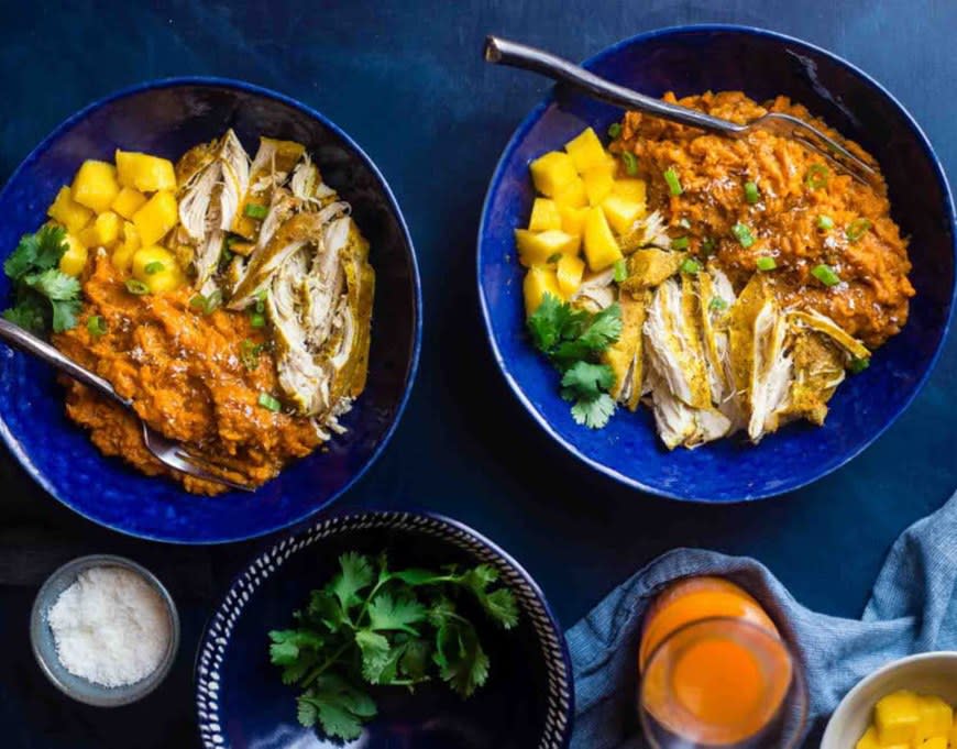 Mango Chicken And Sweet Potato Bowls from Food Faith Fitness