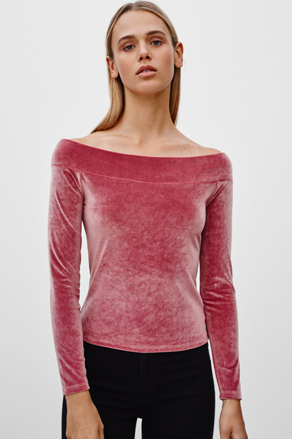 This soft tee comes in a rich, velvety velour that stretches in just the right ways. 