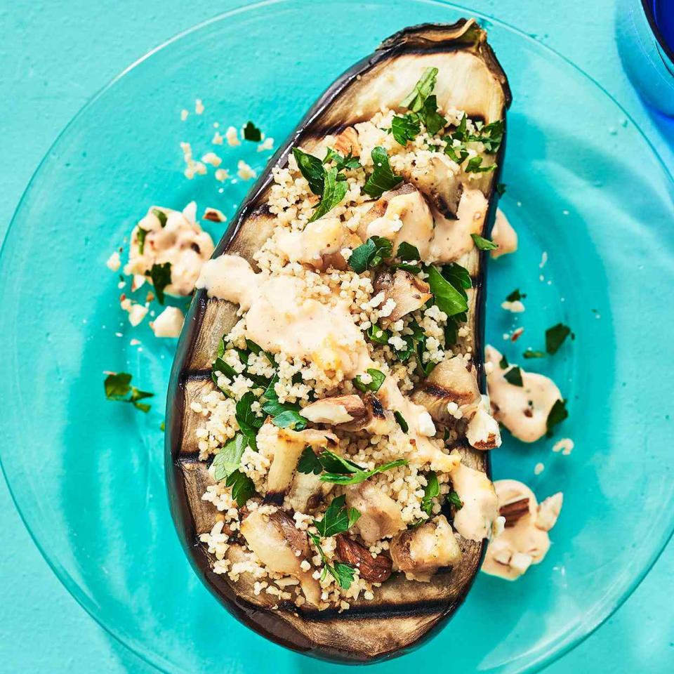 Stuffed Eggplant with Couscous & Almonds