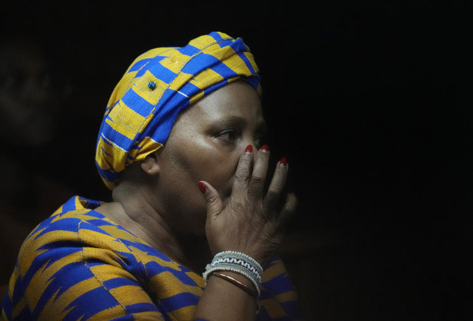 South Africa's Parliament former speaker, Nosiviwe Mapisa-Nqakula, at the magistrates court in Pretoria, South Africa, Thursday, April 4, 2024. Mapisa-Nqakula has been released on bail following her first appearance in court over allegations that she received about $135 000 in bribes. (AP Photo/Themba Hadebe)