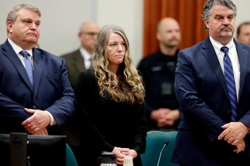 PHOTO: In this May 12, 2023, file photo, Lori Vallow Daybell stands and listens as the jury's verdict is read at the Ada County Courthouse in Boise, Idaho. (Kyle Green/AP, FILE)