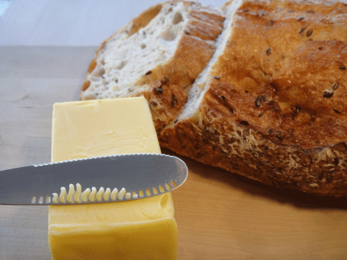 GIF of Butter Up Knife grating butter