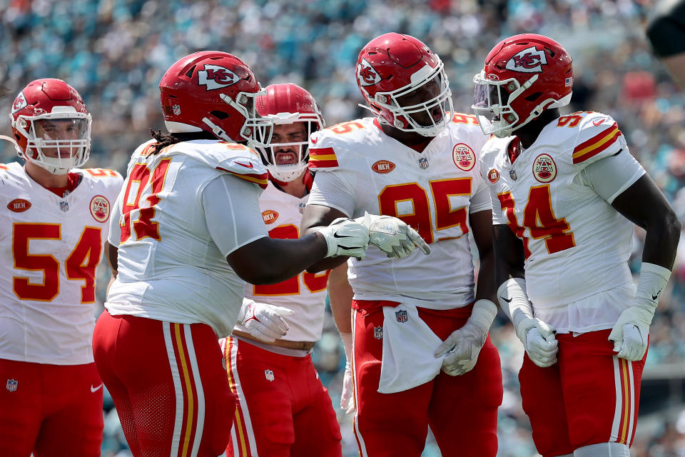 Chris Jones (95) was back for the Kansas City Chiefs on Sunday. (Photo by Mike Carlson/Getty Images)