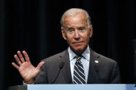 In this Aug. 21, 2019 photo, Democratic presidential candidate former Vice President Joe Biden speaks at the Iowa Federation of Labor convention in Altoona, Iowa. Biden entered the Democratic primary promising to reject donations from lobbyists. Yet a review of campaign finance data by The Associated Press finds he’s accepted roughly $200,000 from employees of major lobbying firms. His specific pledge was to forgo money from federally registered lobbyists. That has left him free to take donations from state-level lobbyists and those who lobby but do not meet the legal threshold requiring them to register. (AP Photo/Charlie Neibergall)