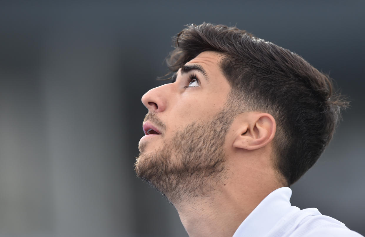 MADRID, SPAIN - MAY 22: Marco Asensio of Real Madrid looks on during the La Liga Santander match between Real Madrid and Villarreal CF at Estadio Alfredo de Stefano on May 22, 2021 in Madrid, Spain. Sporting stadiums around Spain remain under strict restrictions due to the Coronavirus Pandemic as Government social distancing laws prohibit fans inside venues resulting in games being played behind closed doors (Photo by Denis Doyle/Getty Images)