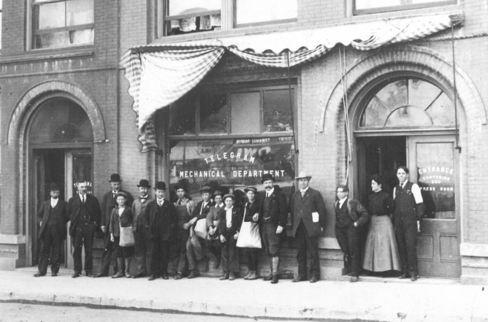 The Telegram was founded as an anti-alcohol newspaper in 1905. The office was in the Andrews Building on Osos Street in San Luis Obispo. It did not accept advertising from bars or liquor companies and almost went bankrupt. In 1912, a new editor modernized the news coverage but upset prohibitionists.