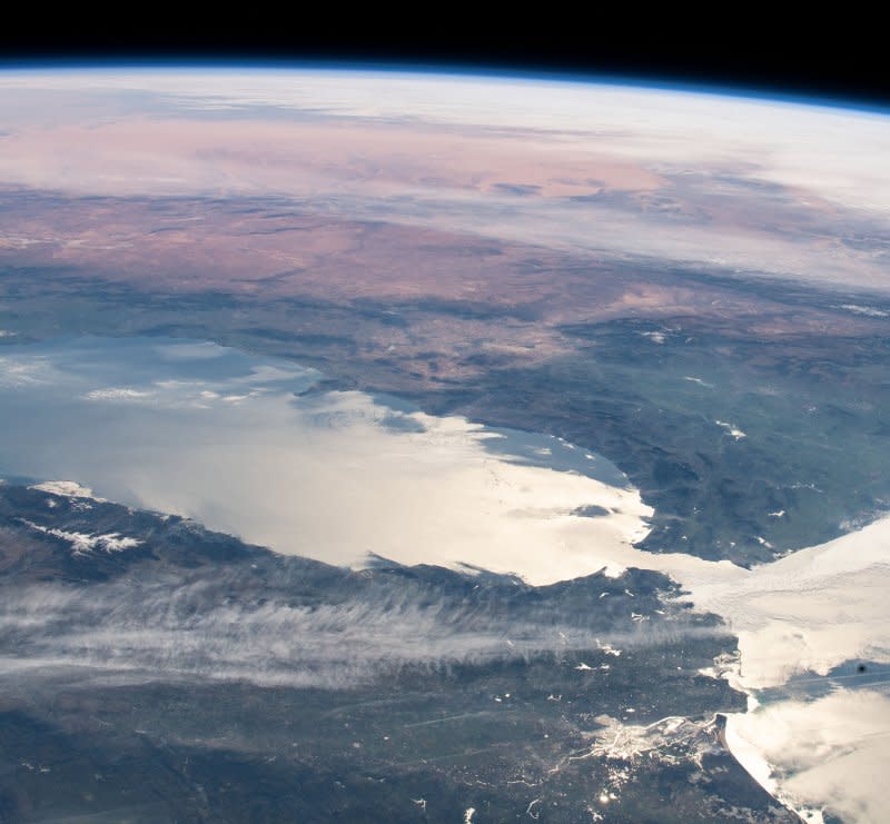 The Strait of Gibraltar connects the Atlantic Ocean with the Mediterranean Sea and separates Spain on the European continent from Morocco on the African continent. A global heat wave is pushing temperatures in the Mediterranean to new highs. Photo courtesy of NASA