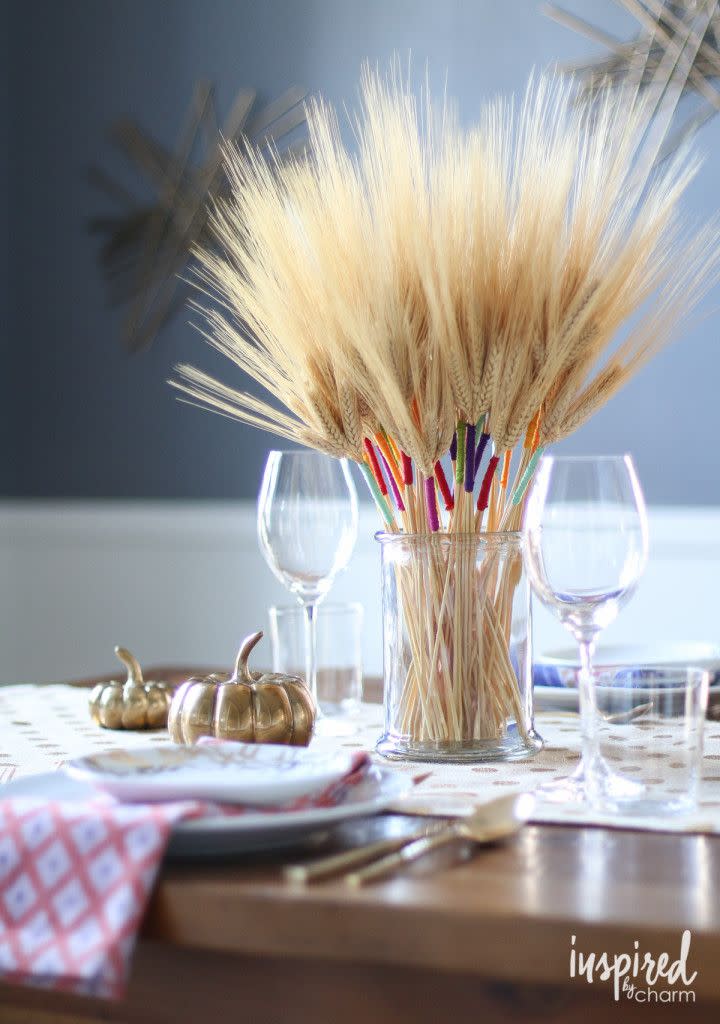 Color-Wrapped Wheat Centerpiece