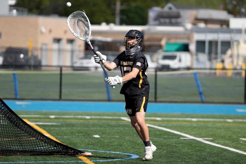 West Milford at Wayne Valley in the Passaic County boys lacrosse final on Saturday, May 6, 2023. WM goalie #12 Tyler Acanfrio