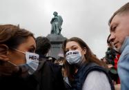 People protest against amendments to Russia's Constitution in Moscow