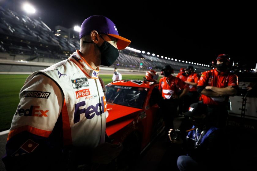 DAYTONA BEACH, FLORIDA - FEBRUARY 10: Denny Hamlin, driver of the #11 FedEx Toyota.