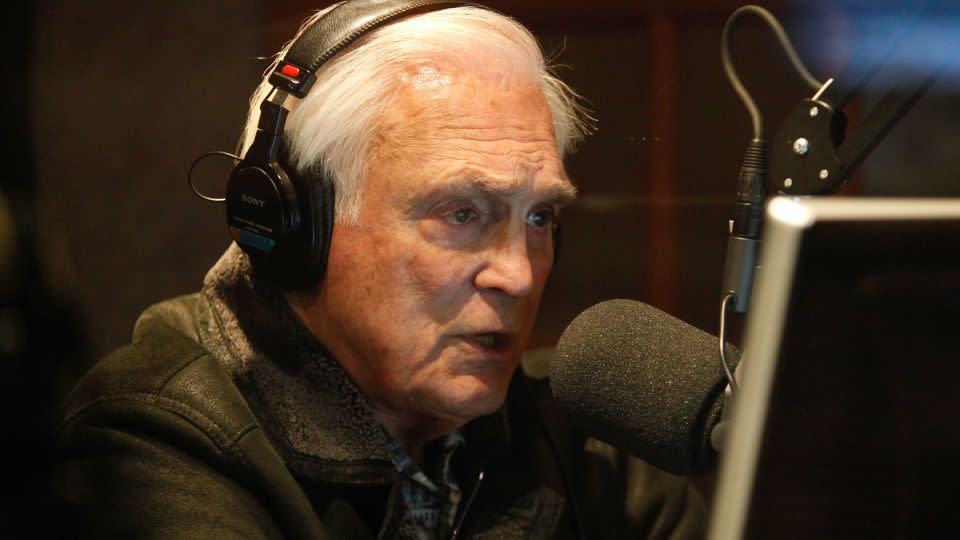 Lou Nanne, who was calling Tuesday's game, is interviewed at Minnesota's Xcel Energy Center in February 2018. - Bruce Kluckhohn/NHLI via Getty Images