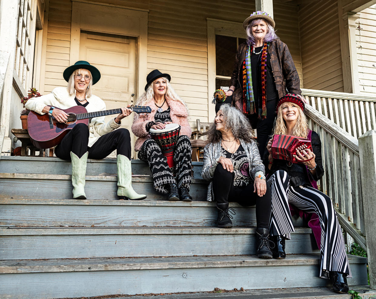 Simpson Mercy, Vitalich, Kaufman, Alfiler (standing) and new member Dallis Craft in San Francisco in March 2020. - Credit: Jay Blakesberg*