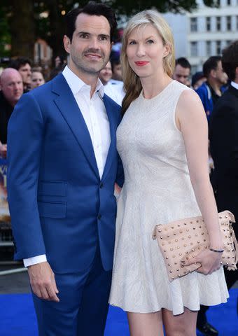 <p>Karwai Tang/WireImage</p> Jimmy Carr and Karoline Copping attend the World Premiere of 'The World's End' on July 10, 2013 in London, England.