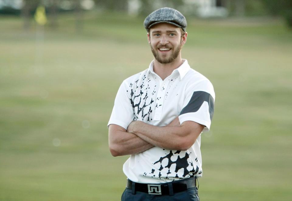 <p>Justin Timberlake during a golf clinic for kids during the Justin Timberlake Shriners Hospitals for Children Open golf tournament at the TPC Summerlin in October 2008.</p>