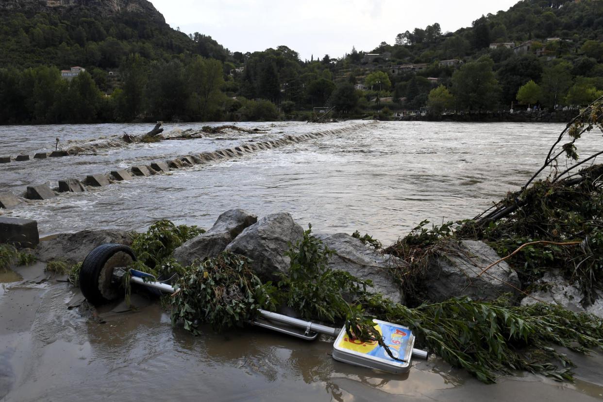 Le niveau du Gardon est brusquement monté, comme ici à Anduze, samedi 19 septembre après de violentes pluies dans le Gard - Nicolas Tucat - AFP