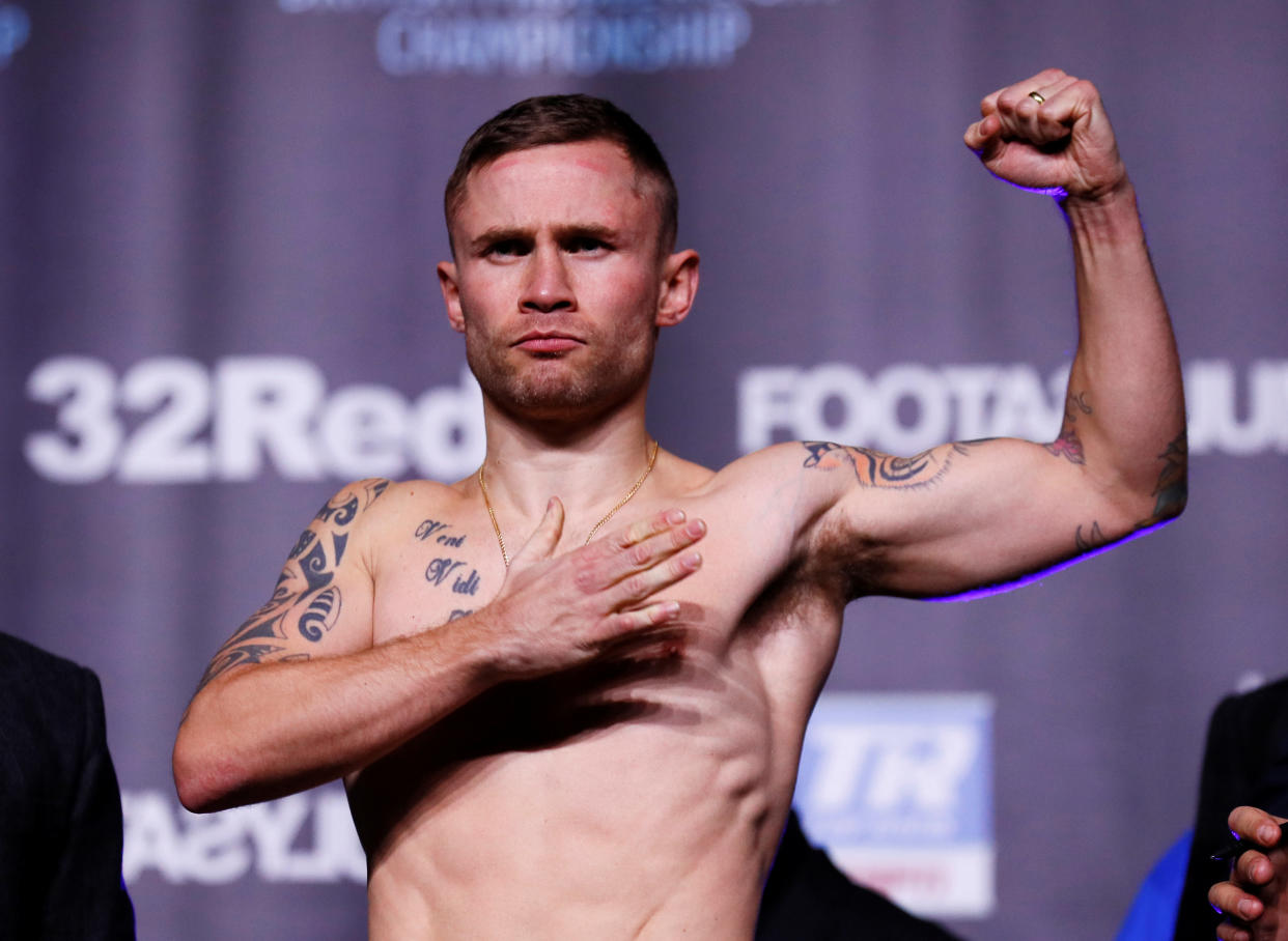 Boxing - Josh Warrington & Carl Frampton Weigh-In - Manchester Central, Manchester, Britain - December 21, 2018   Carl Frampton during the weigh-in   Action Images via Reuters/Jason Cairnduff