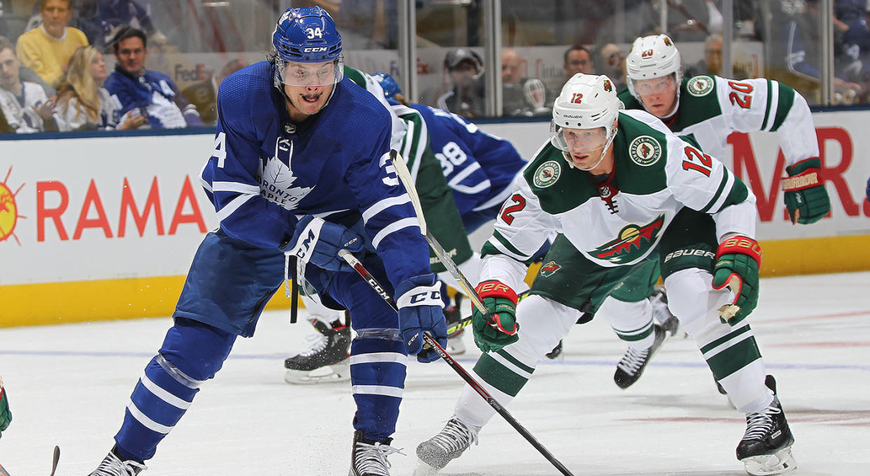 Auston Matthews is in his best position yet to put up an eye-popping goal total. (Claus Andersen/Getty Images)