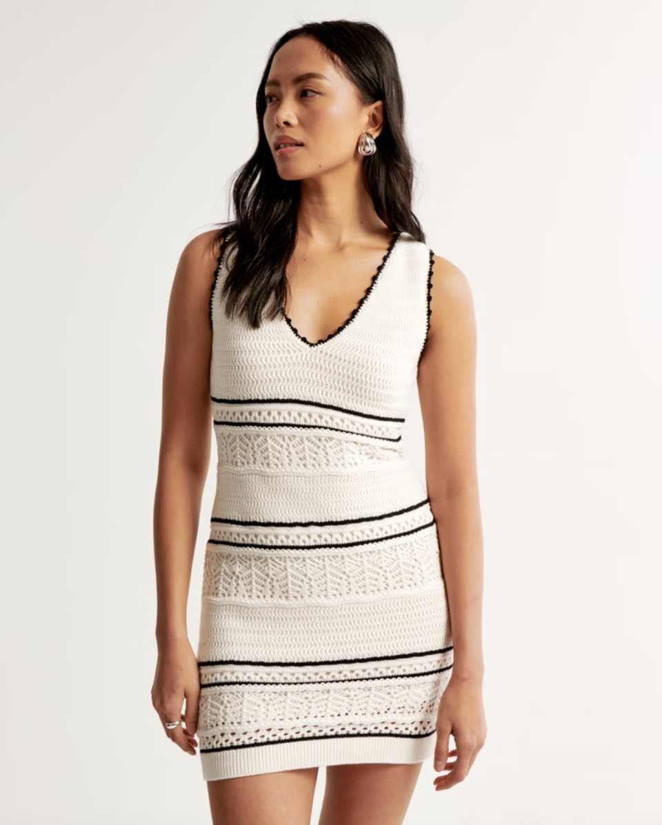 Crochet-Style V-Neck Mini Dress (Photo via Abercrombie)