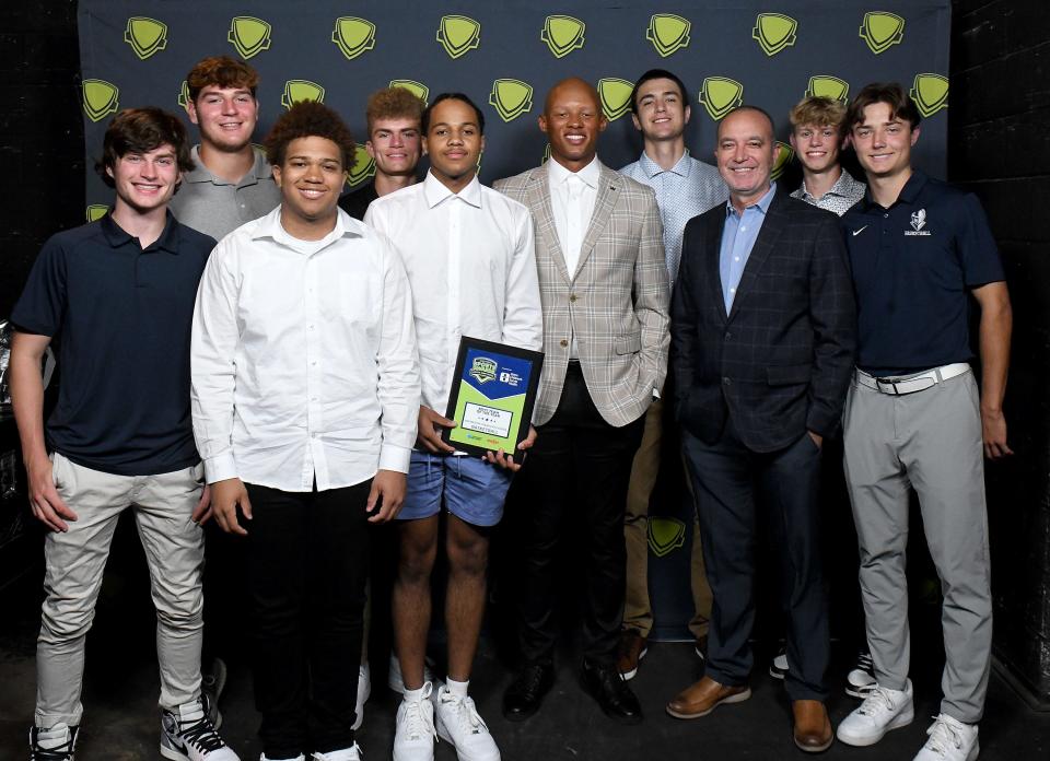 Boys Team of the Year, Archbishop Hoban Boys Basketball with Joshua Dobbs, Quarterback for the Cleveland Browns at The 2023 Greater Akron-Canton High School Sports Awards, Thursday, June 22, 2023, at the Akron Civic Theatre.