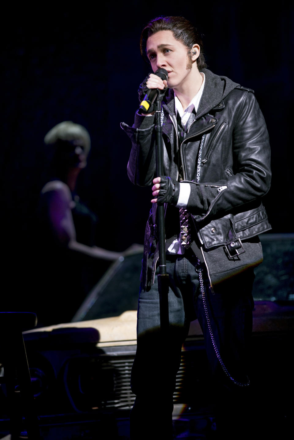 This image released by Boneau/Bryan-Brown shows Lena Hall in a scene from "Hedwig and the Angry Inch," at the Belasco Theatre in New York. (AP Photo/Boneau/Bryan-Brown, Joan Marcus)